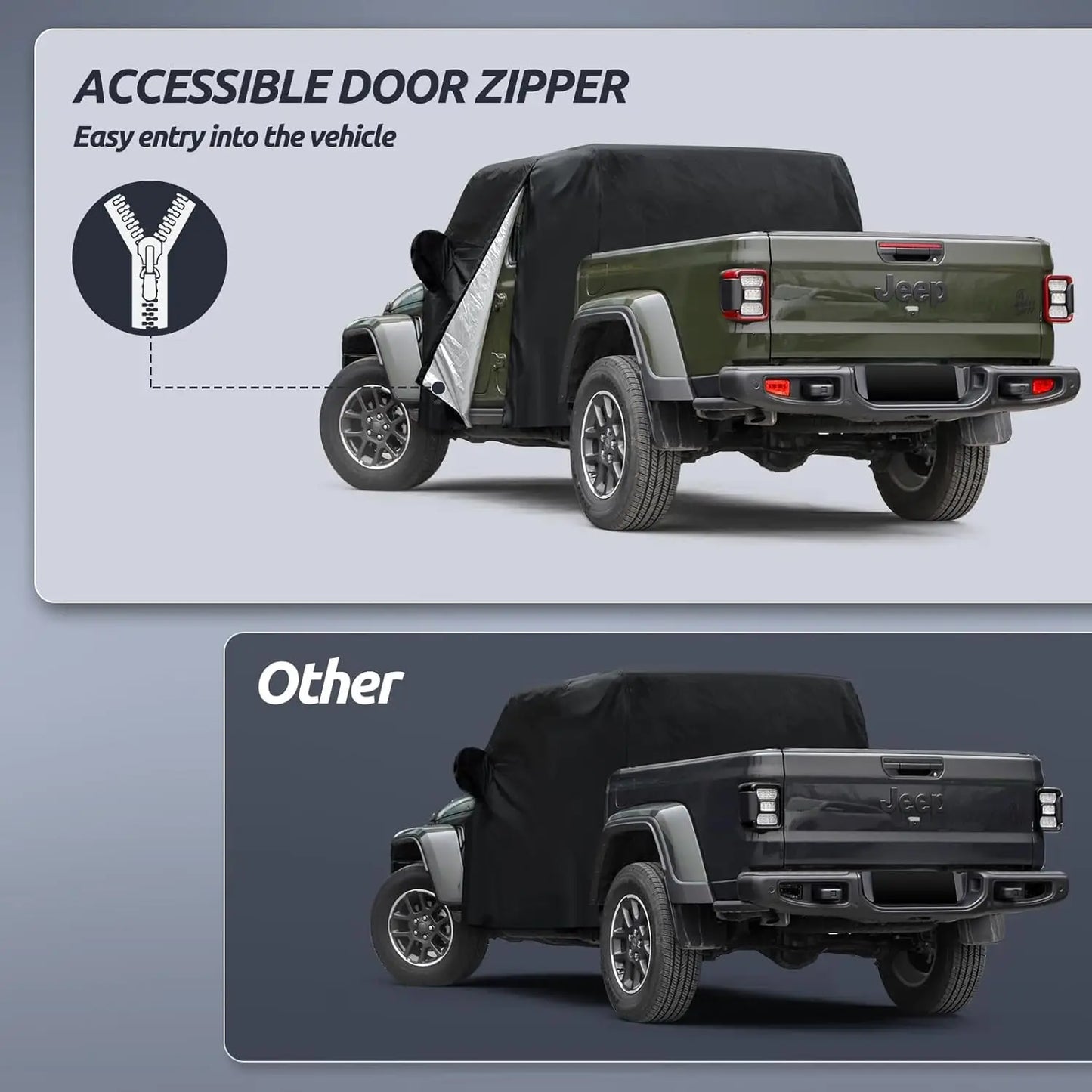 Jeep Gladiator Cab Cover All Weather Waterproof With Zipper Straps