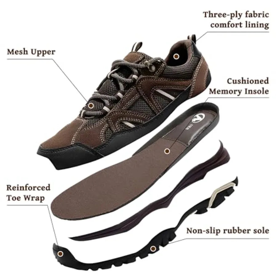 MIXIN Mens Hiking Shoes Lightweight Breathable Anti Slip Low Top Sneakers