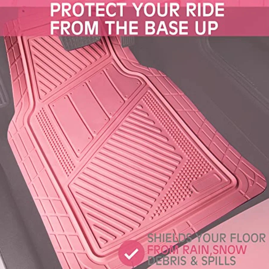 Heavy Duty Rubber Floor Mats 4Piece Trim to Fit Vehicles