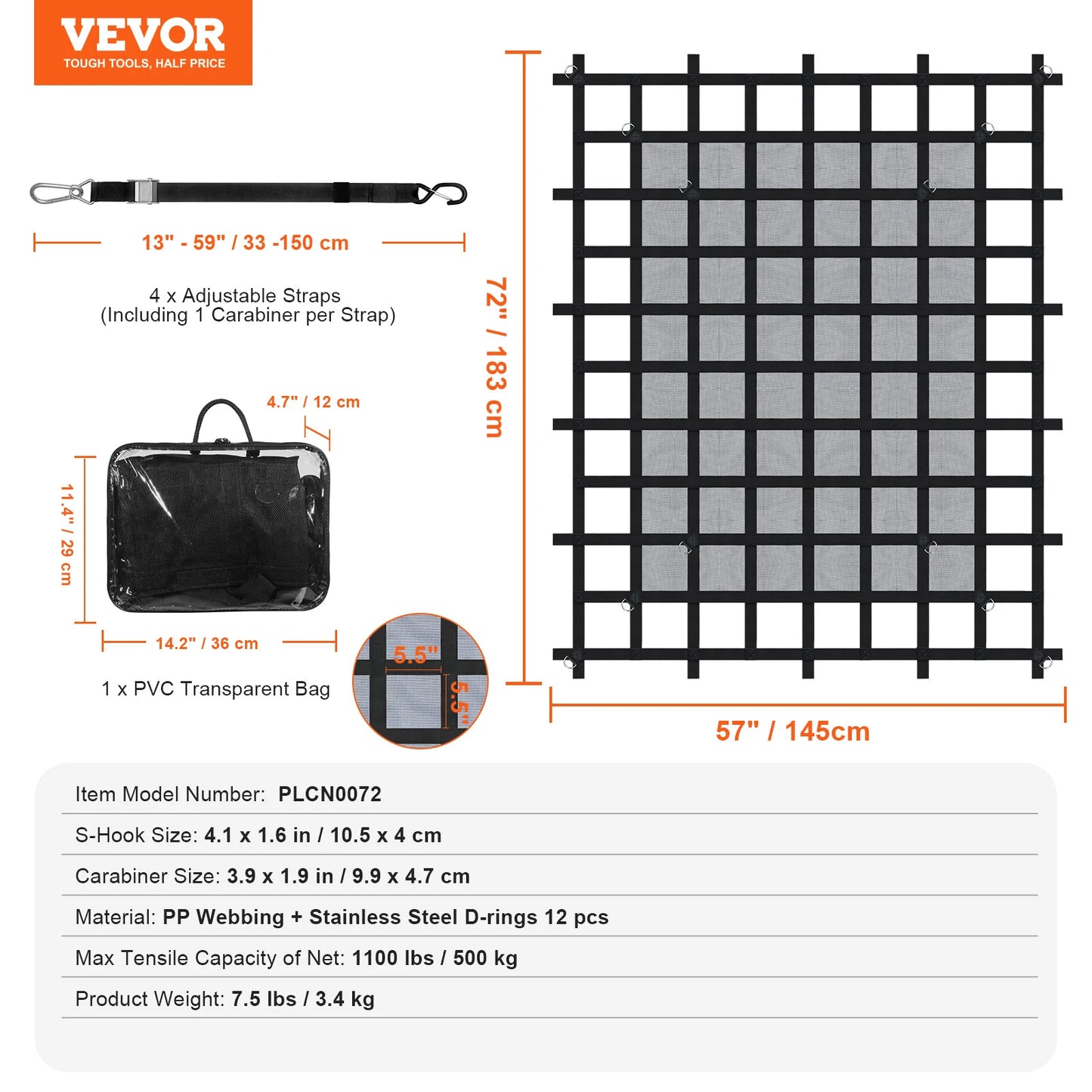 SucceBuy Ceiling Cargo Net For SUV Jeep Car Roof Organizer