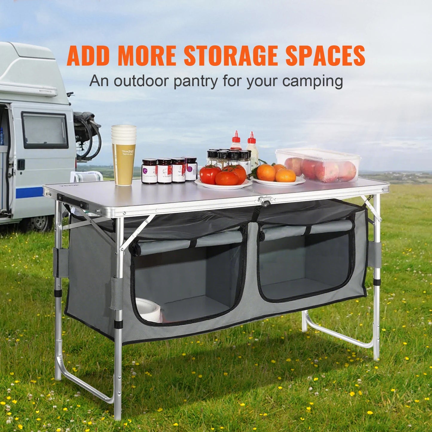VEVOR Folding Camping Kitchen Table for Outdoor Picnics and RV