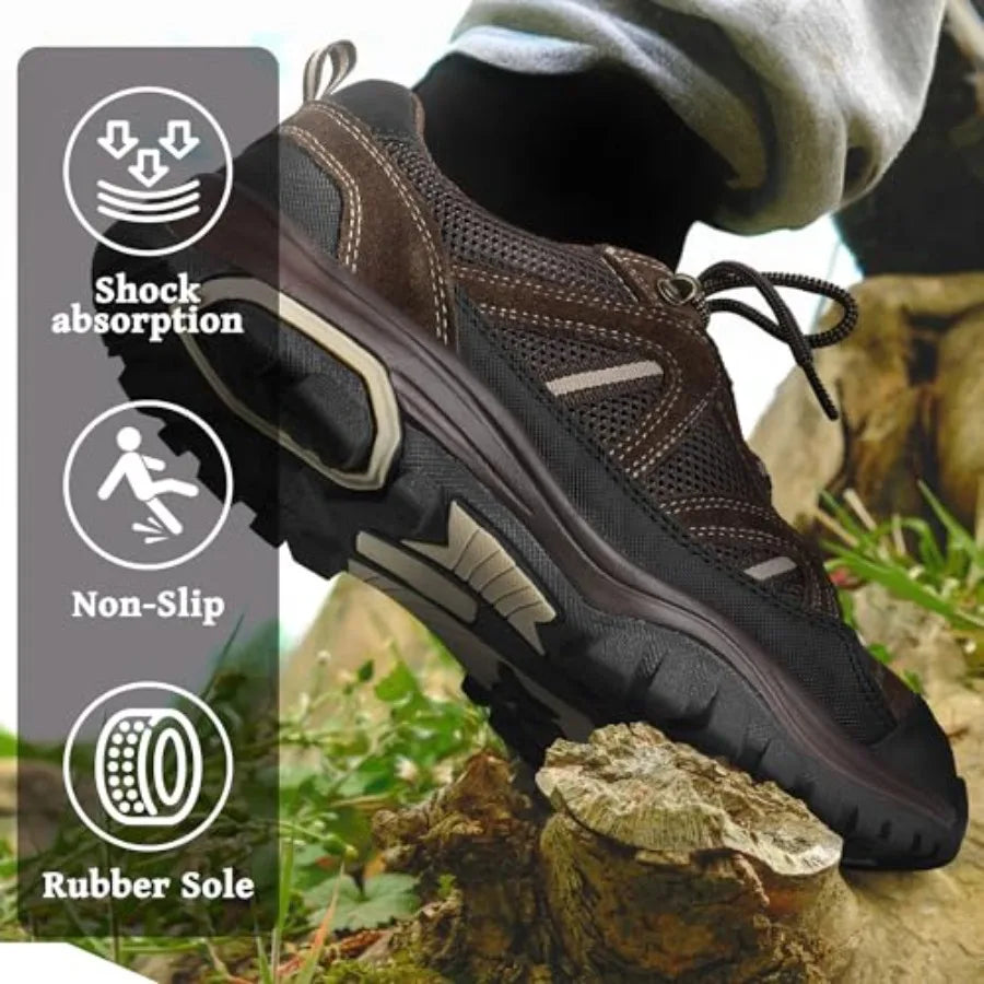 MIXIN Mens Hiking Shoes Lightweight Breathable Anti Slip Low Top Sneakers