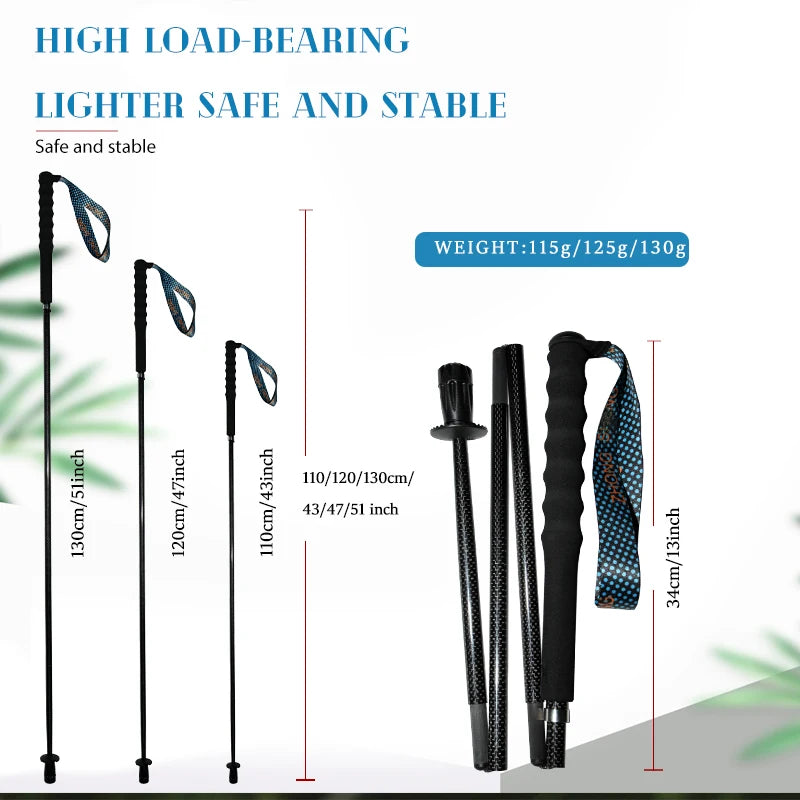 OKHEALING Lightweight Carbon Fiber Trekking Poles Telescopic Hiking Sticks