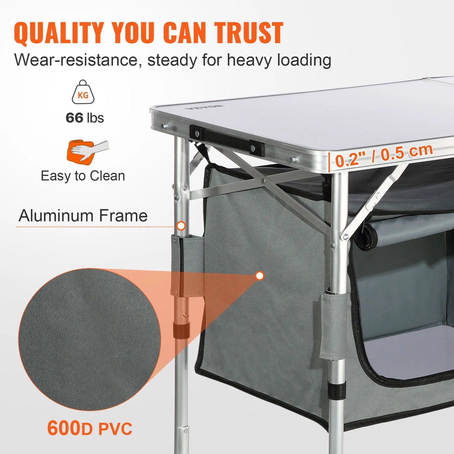 VEVOR Folding Camping Kitchen Table for Outdoor Picnics and RV