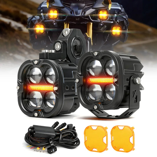 BraveWAY LED Projector Spotlight Fog Light For Adventure Motorcycles