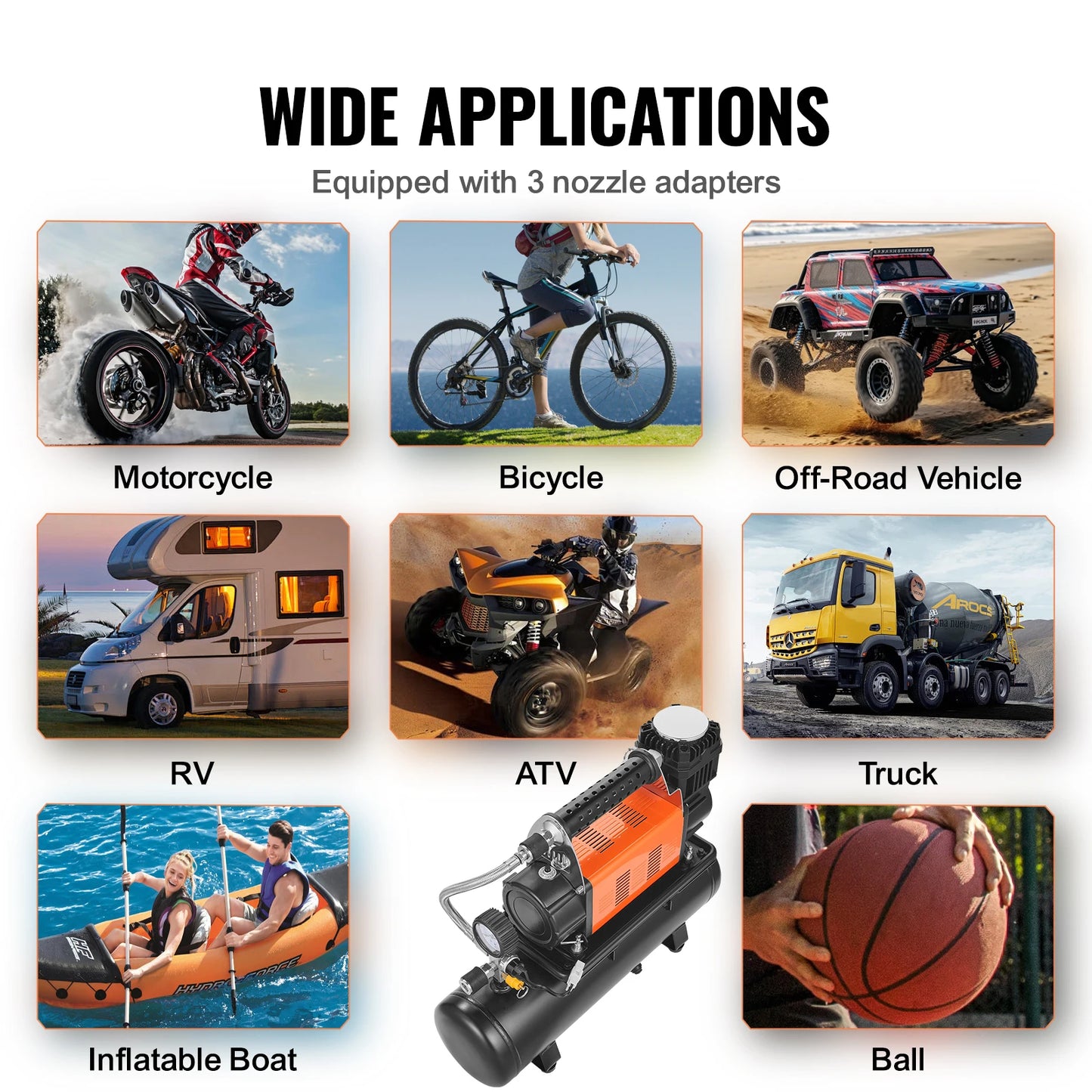 SucceBuy 12V Portable Heavy Duty Air Compressor With Tire Inflator