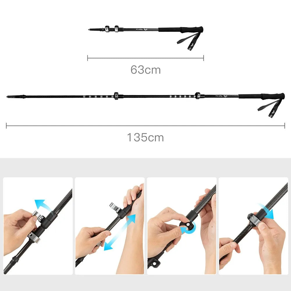 Night Cat Collapsible Trekking Pole Lightweight Adjustable Hiking Stick