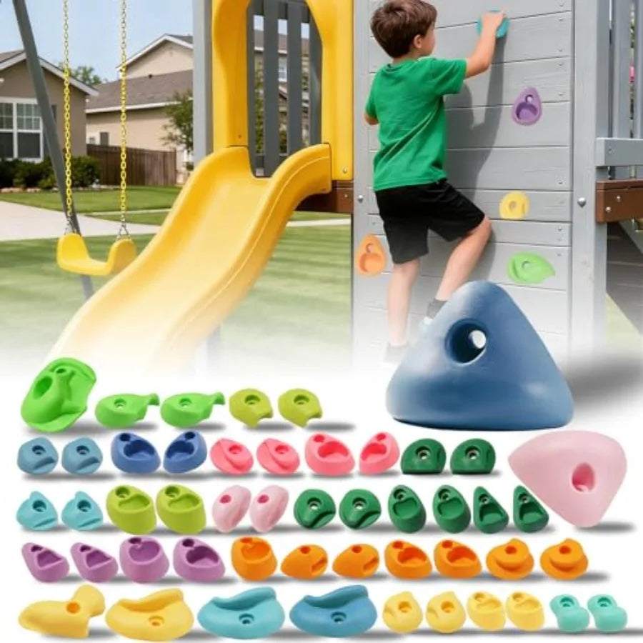 Rock Climbing Holds Set 32 Pieces For Indoor Outdoor Walls