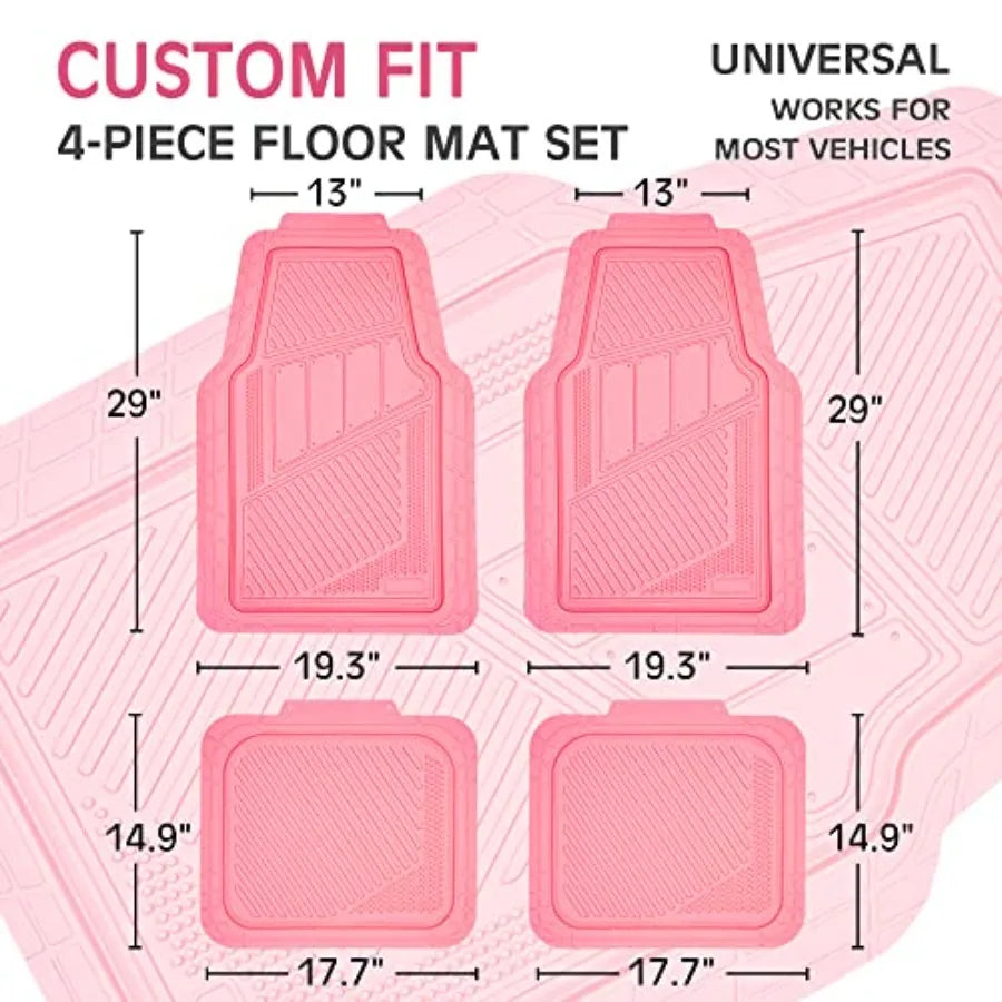 Heavy Duty Rubber Floor Mats 4Piece Trim to Fit Vehicles