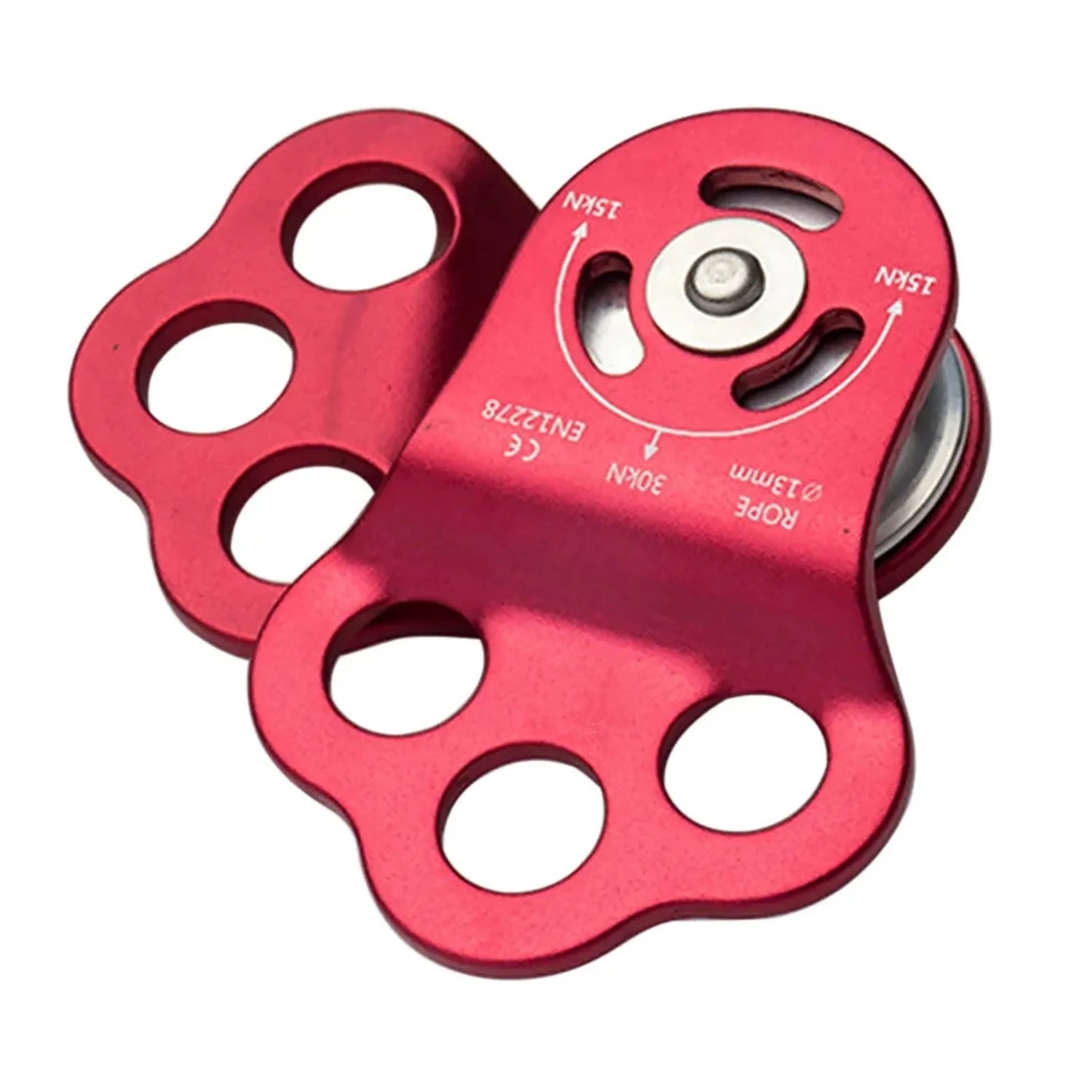 30KN Rock Climbing Three Hole Pulley Bearing 7075 Aluminum Attachment Hitch