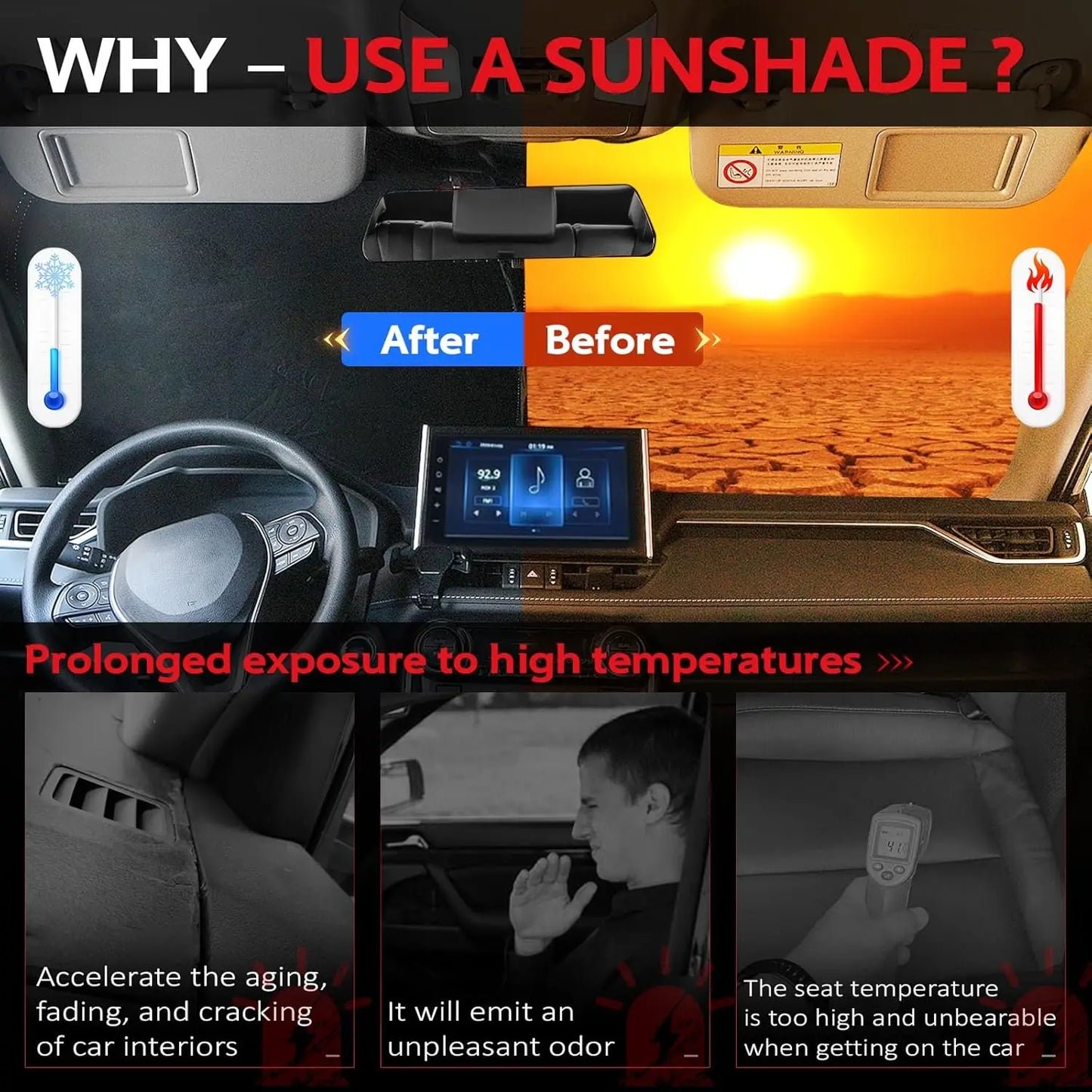 Toyota Sienna Foldable Front Window Sunshade Custom Fit