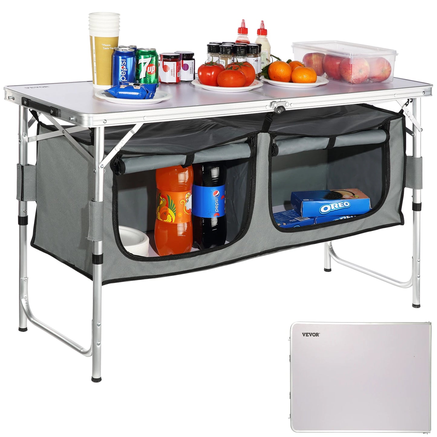 VEVOR Folding Camping Kitchen Table for Outdoor Picnics and RV