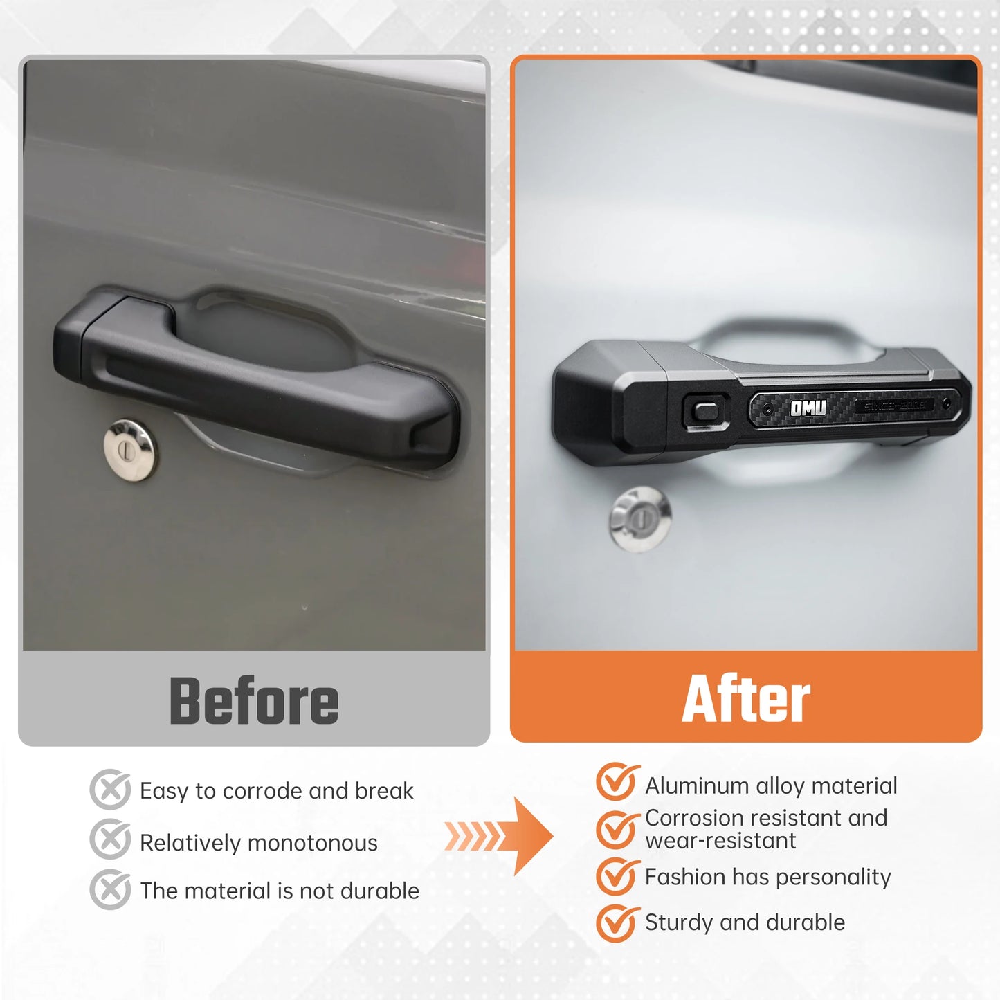 OMU Genesis Aluminum Door Handle Covers For Jeep Gladiator JT