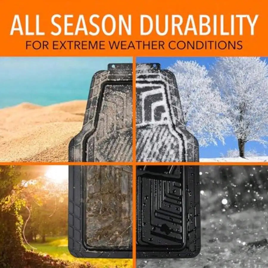 All-Season Anti-Slip Rubber Car Floor Mats Universal Fit