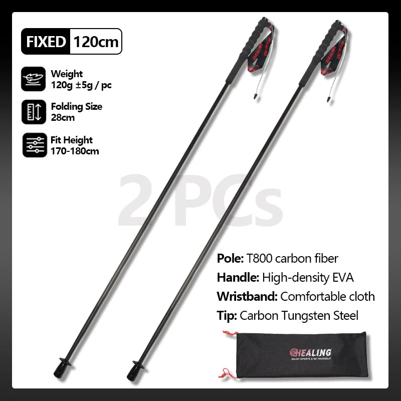 OKHEALING Carbon Fiber Ultralight Trekking Poles Foldable Hiking