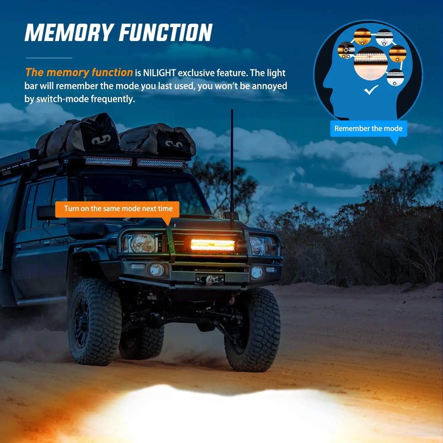 Nilight 300W LED Light Bar For Off Road With Memory