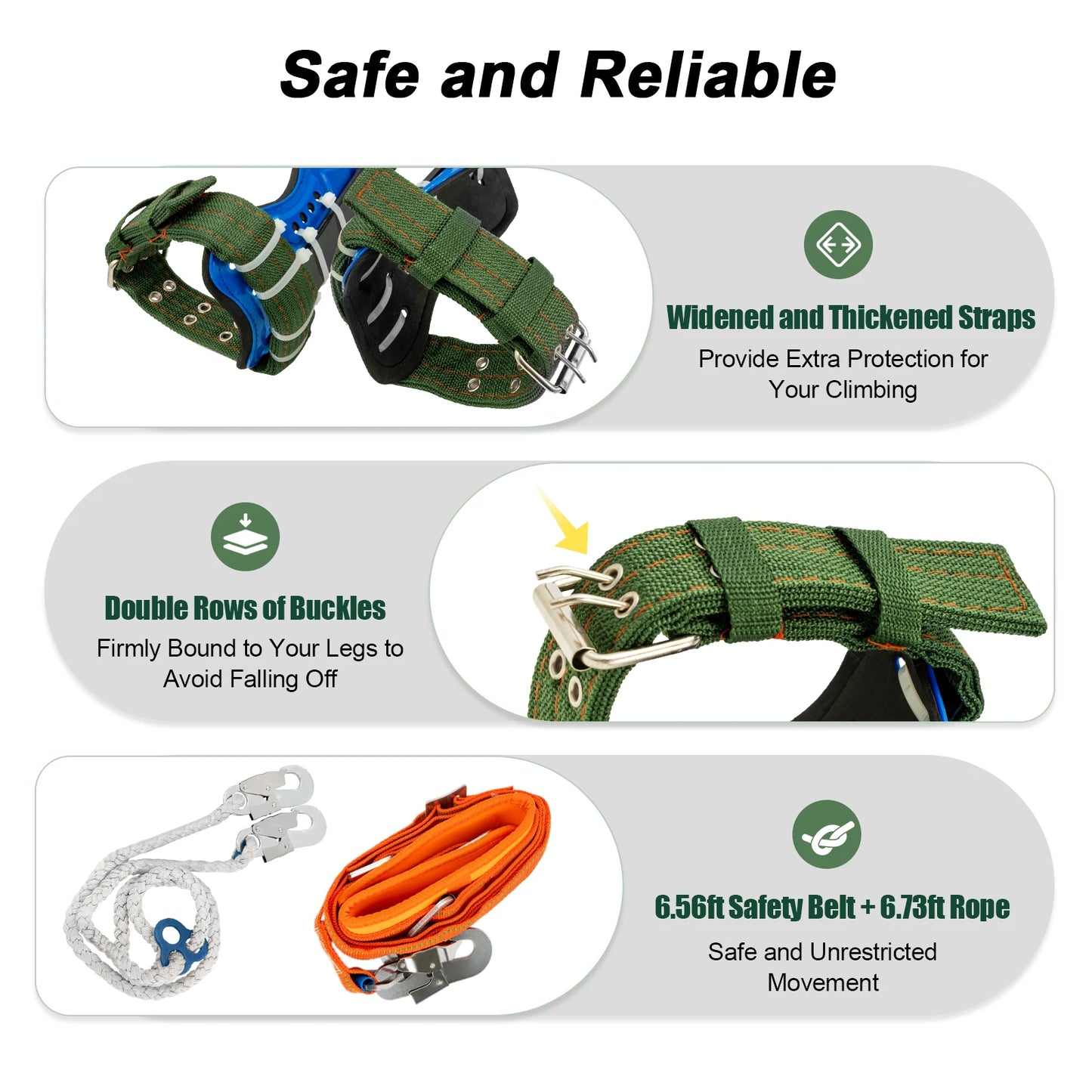 Tree Climbing Spikes Kit With Safety Harness 220lb Load Capacity Arborist