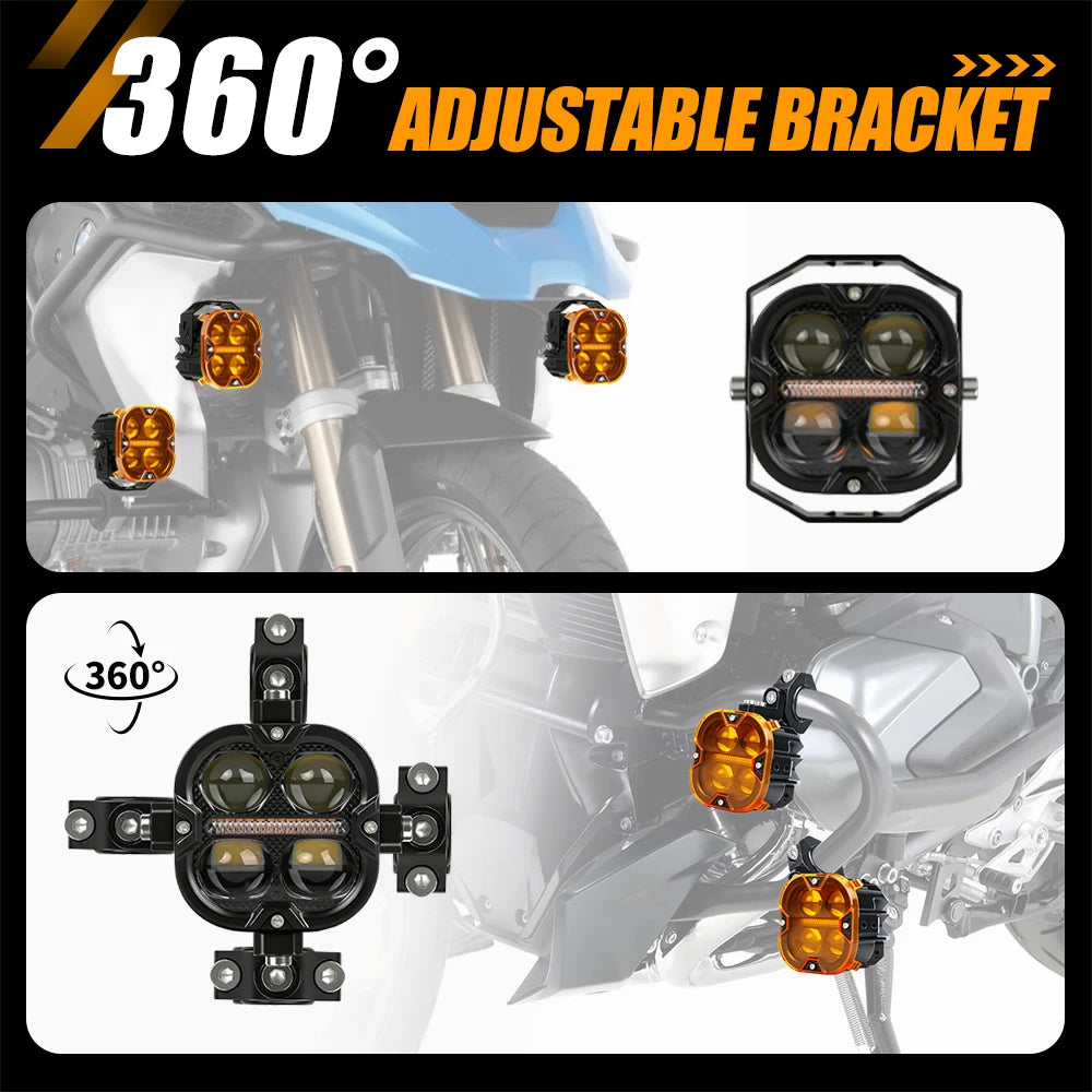 BraveWAY LED Projector Spotlight Fog Light For Adventure Motorcycles