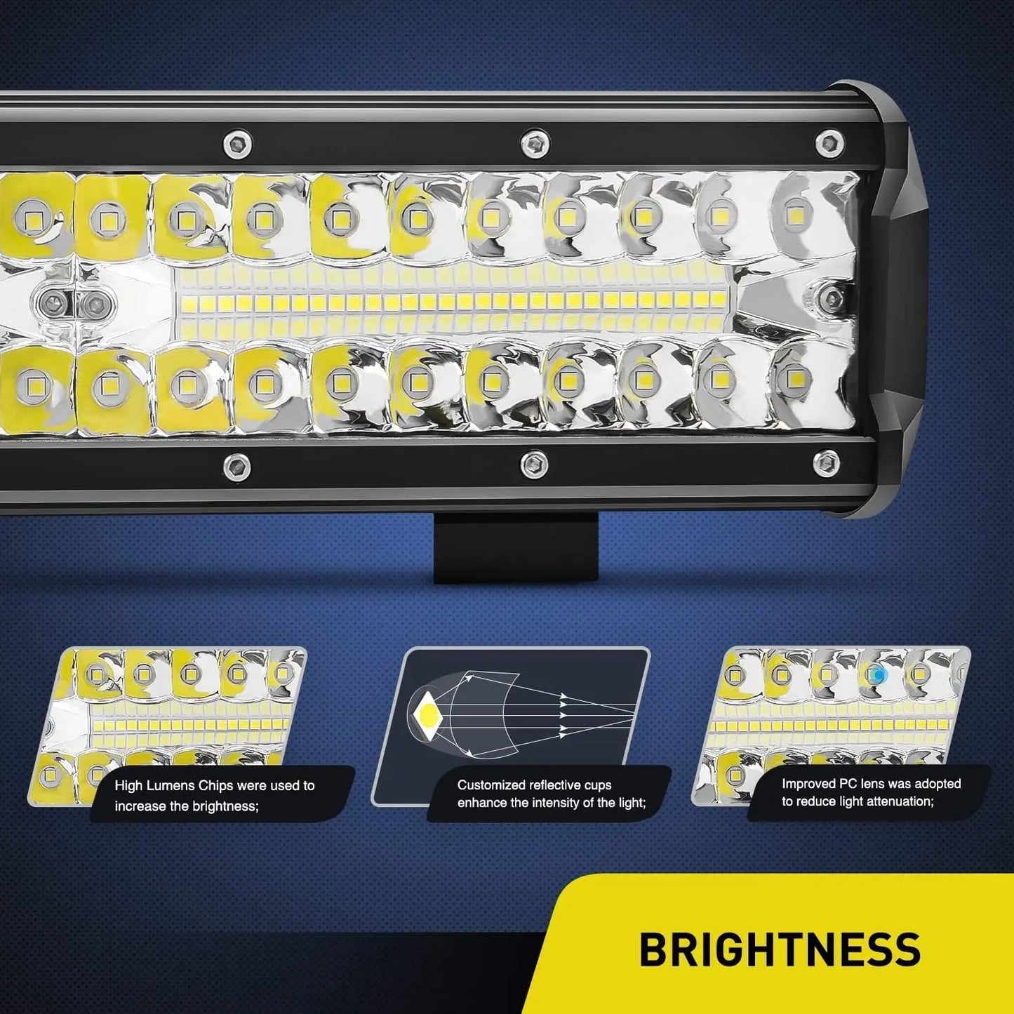 Nilight Triple Row Led Flood Light Bar 300W Offroad Ready