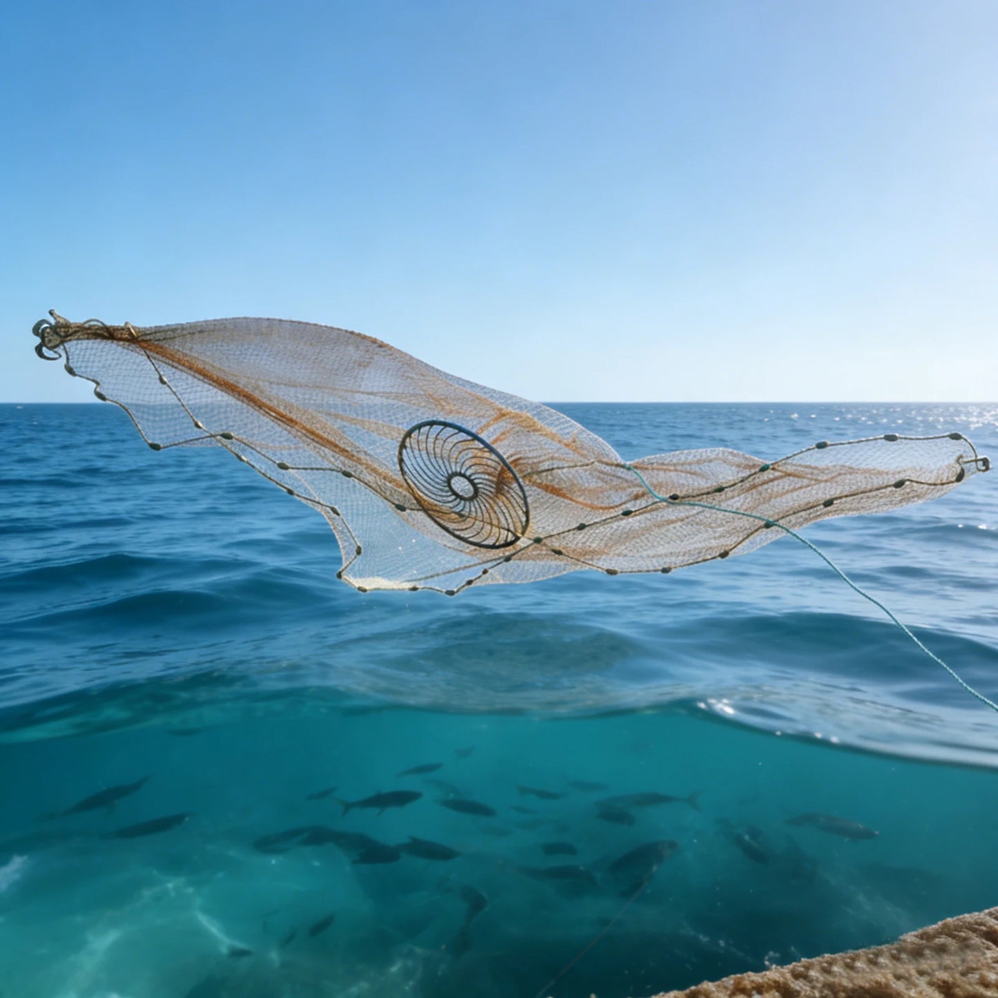 Portable Handheld Cast Net With Built In Sinkers For Freshwater And Saltwater