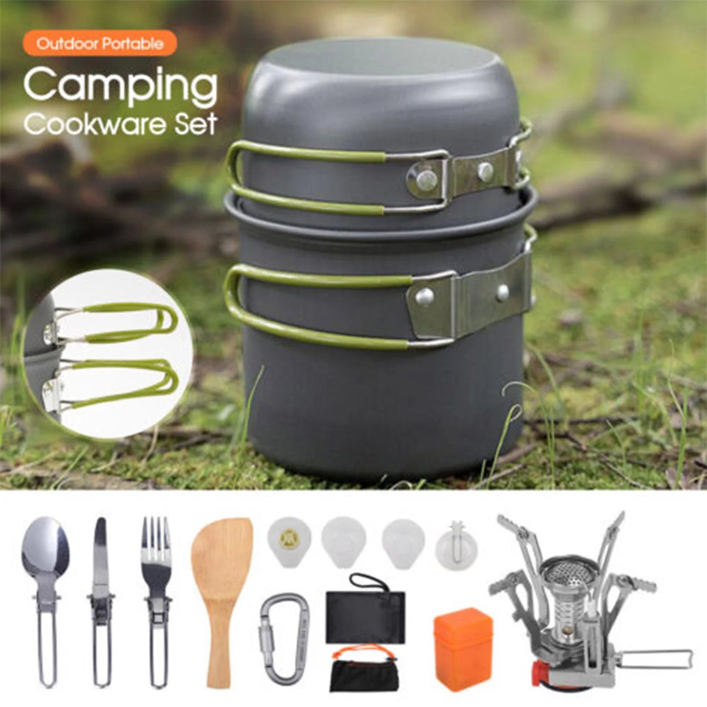 ACRDDKH Portable Camping Cookware Set With Utensils