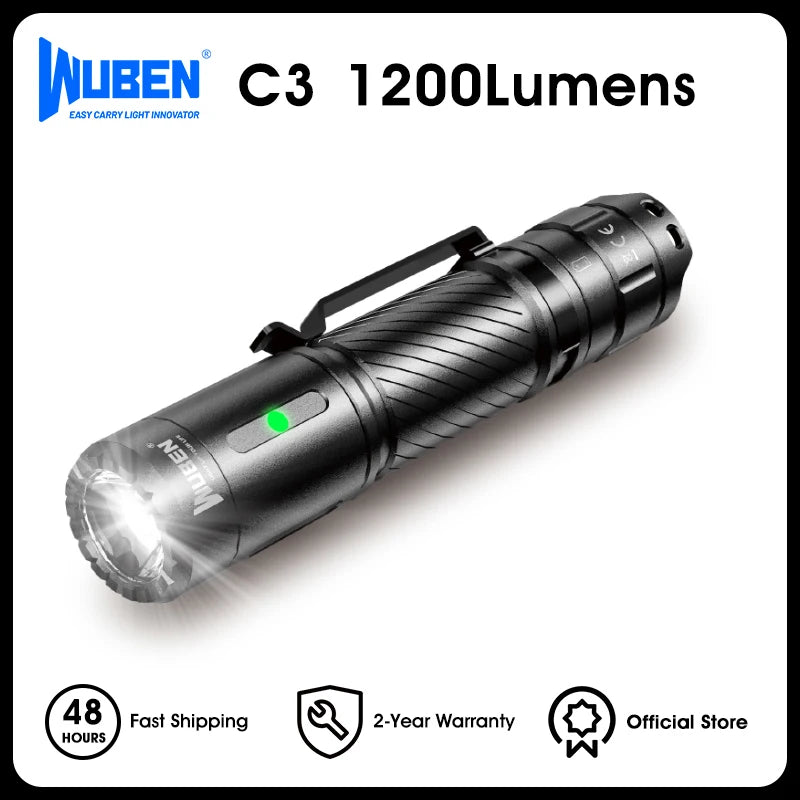 WUBEN C3 1200 Lumen IP68 Waterproof LED Tactical Flashlight