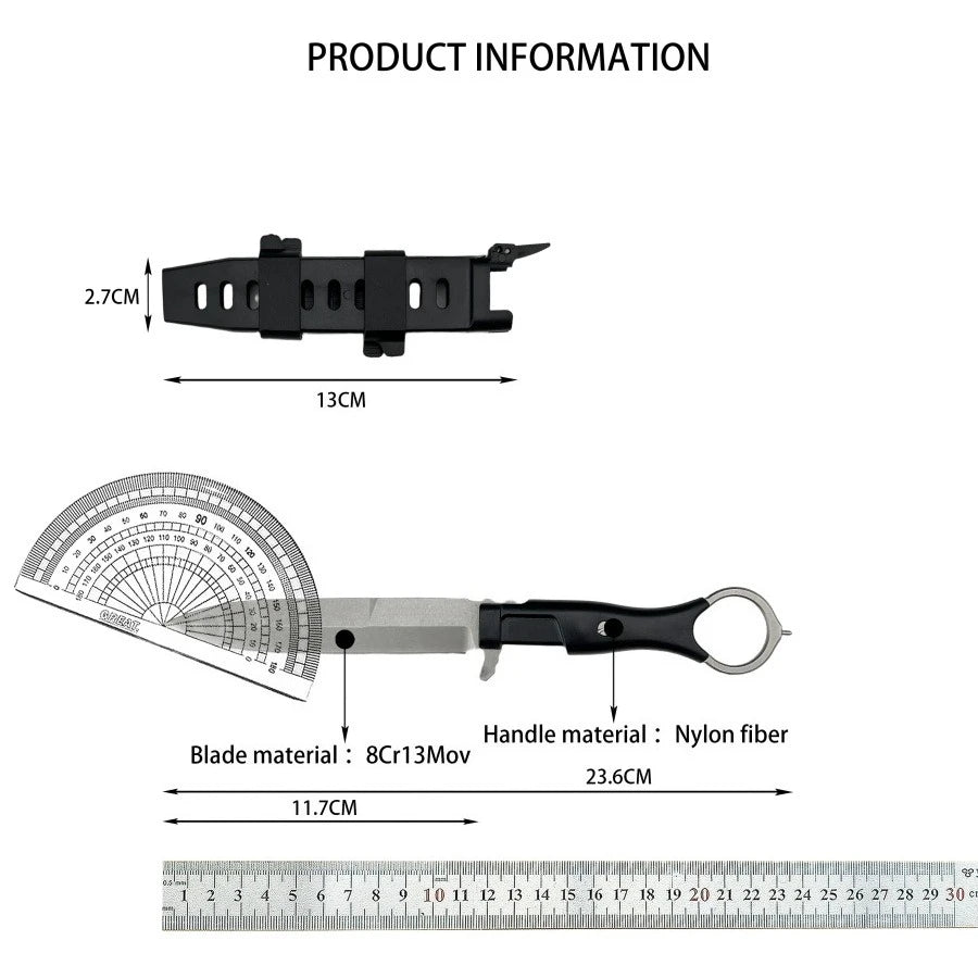 NONEDIY Fixed Blade Knife 8Cr13Mov High Hardness Outdoor Camping Fishing