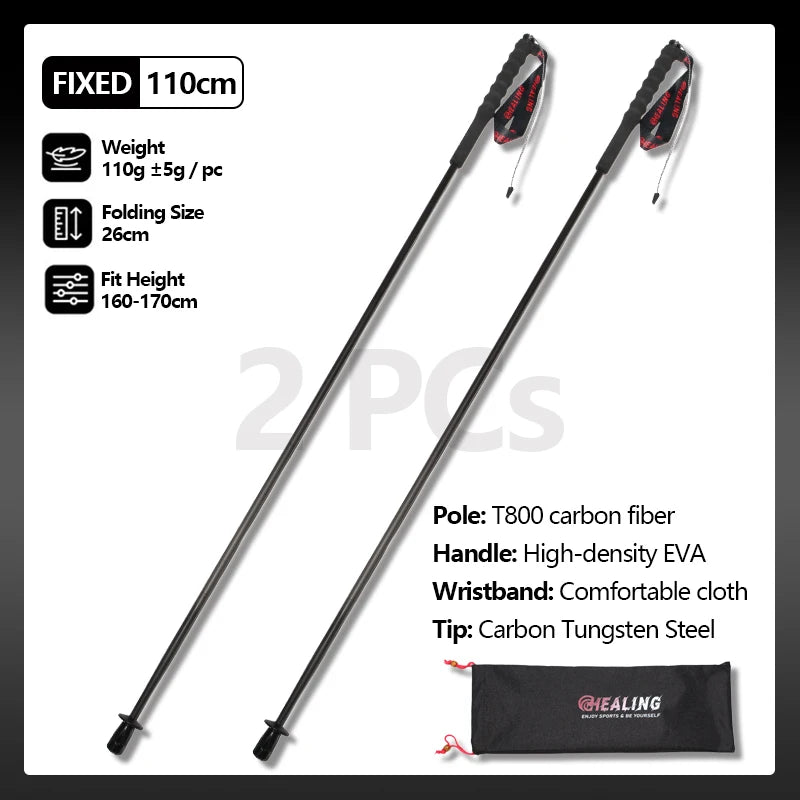 OKHEALING Carbon Fiber Ultralight Trekking Poles Foldable Hiking