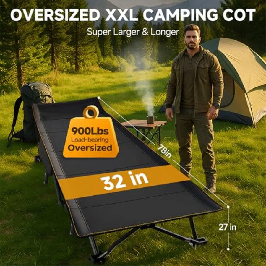 Folding Camping Cot for Adults With Mattress 500 Lb Capacity