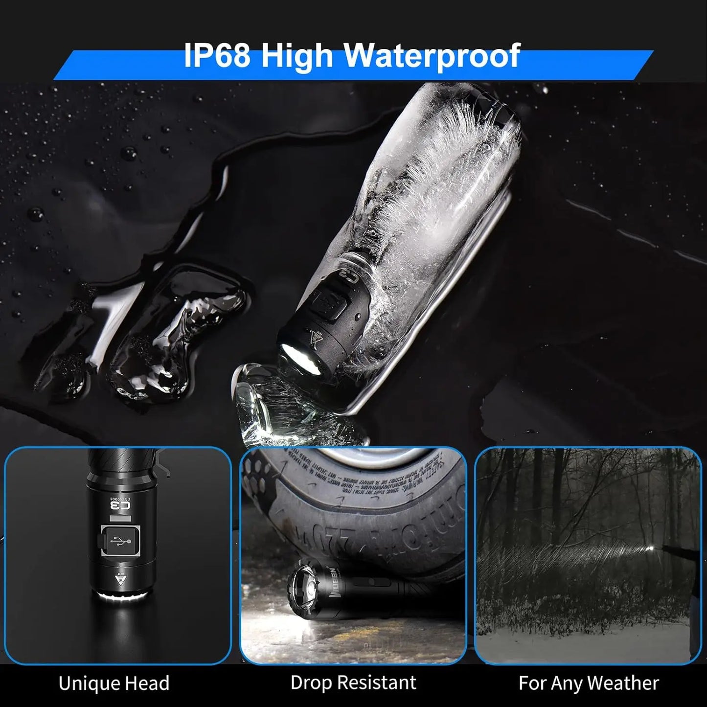 WUBEN C3 1200 Lumen IP68 Waterproof LED Tactical Flashlight