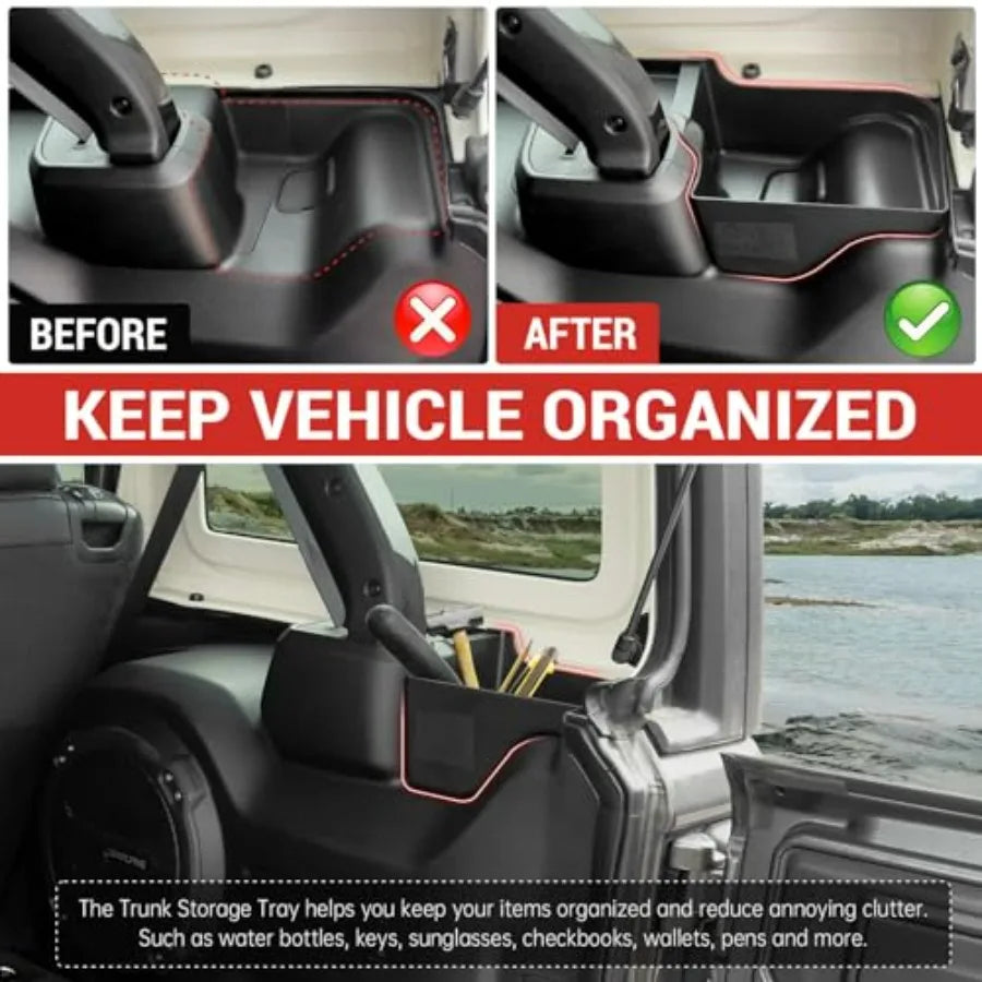 Jeep Wrangler JL JLU 4XE Trunk Side Storage Bin Organizer