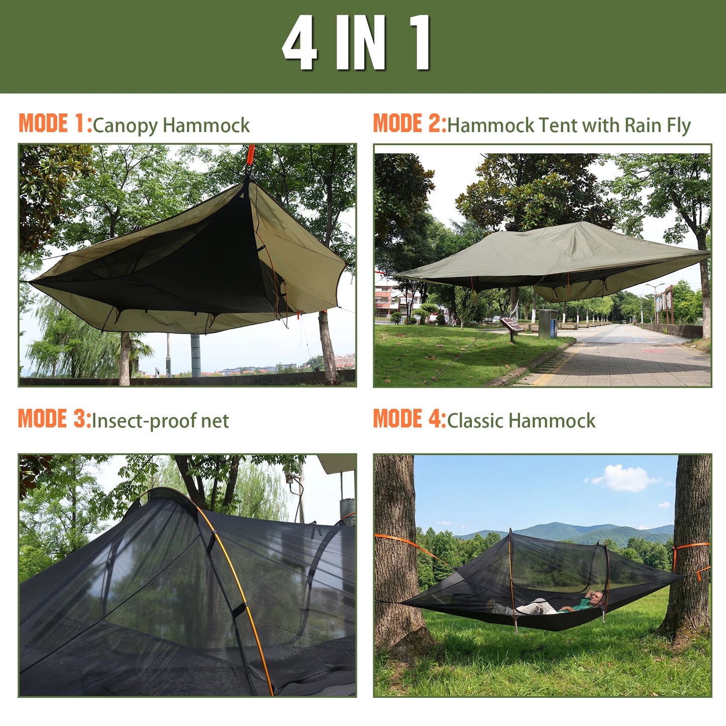 NovaSphere Outdoor Camping Hammock With Mosquito Net And Rainfly