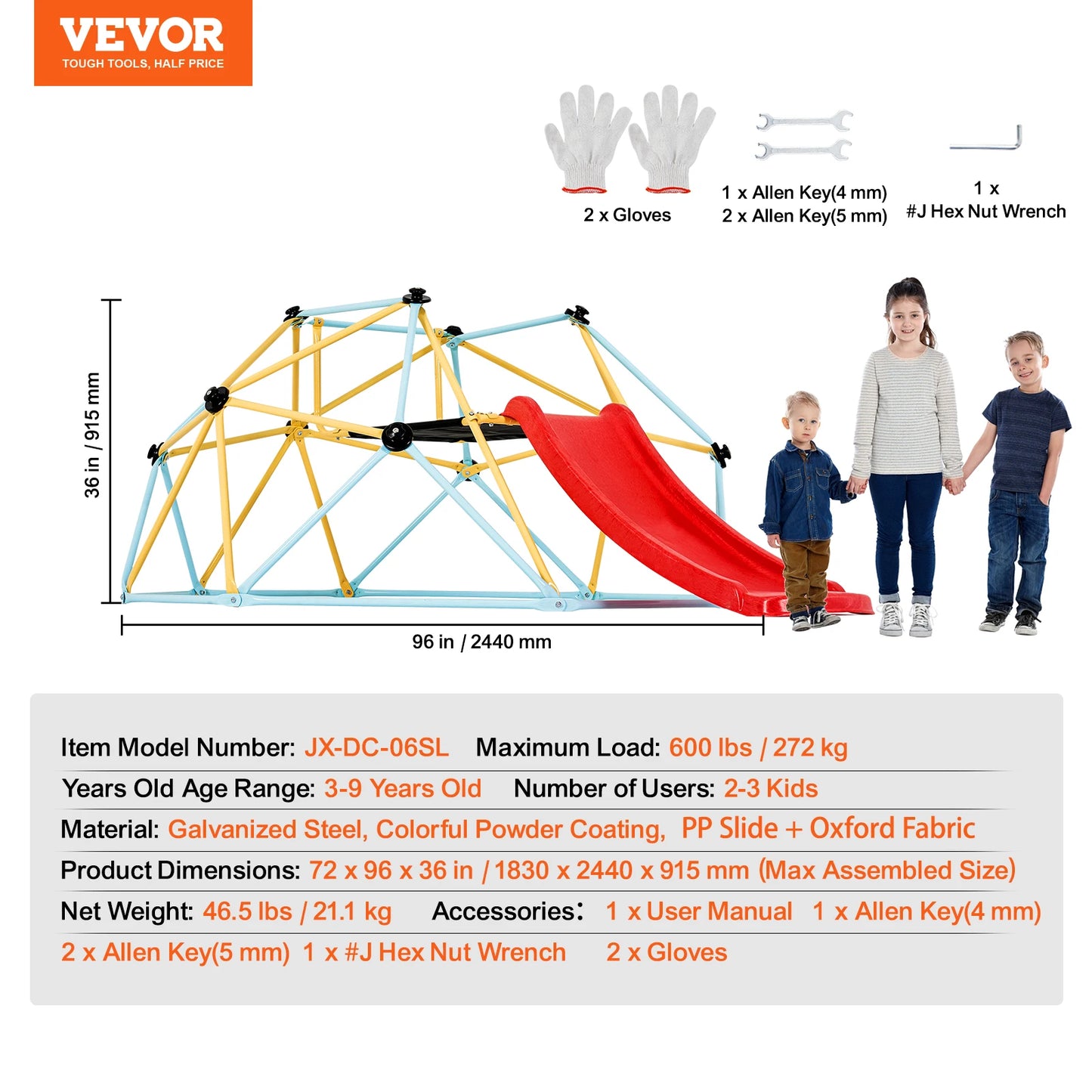 SucceBuy Geometric Dome Climber With Swing Hammock Outdoor