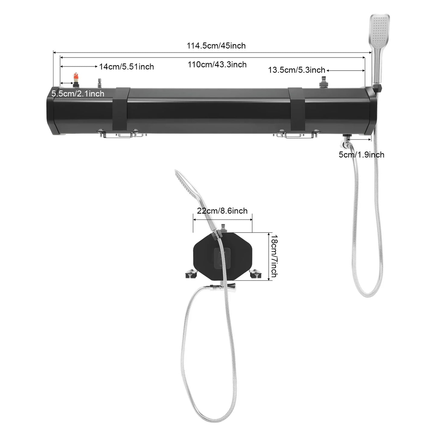 Roof Rack Mount Camping Shower With Pressurized Water Tank