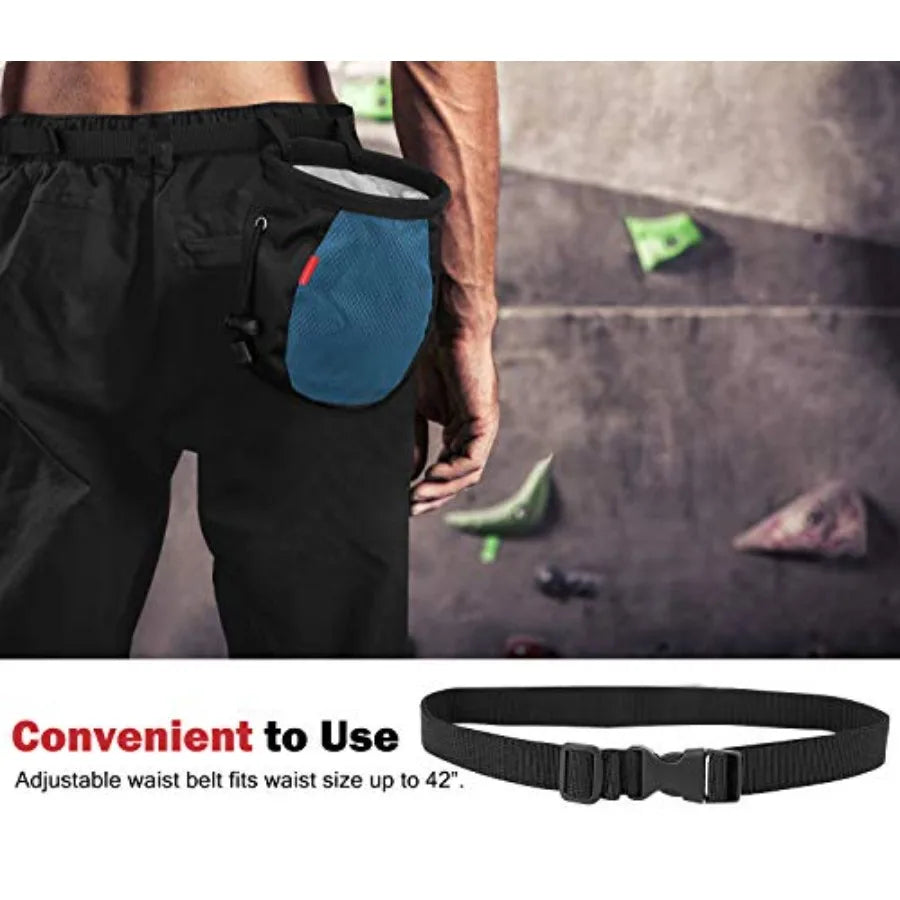 Climbing Chalk Bag No Leak Drawstring Belt Carabiner Clip