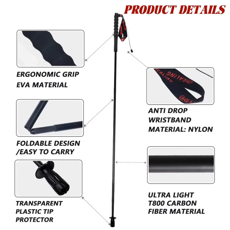 OKHEALING CN Carbon Fiber Foldable Trekking Poles 110g Ultra Light