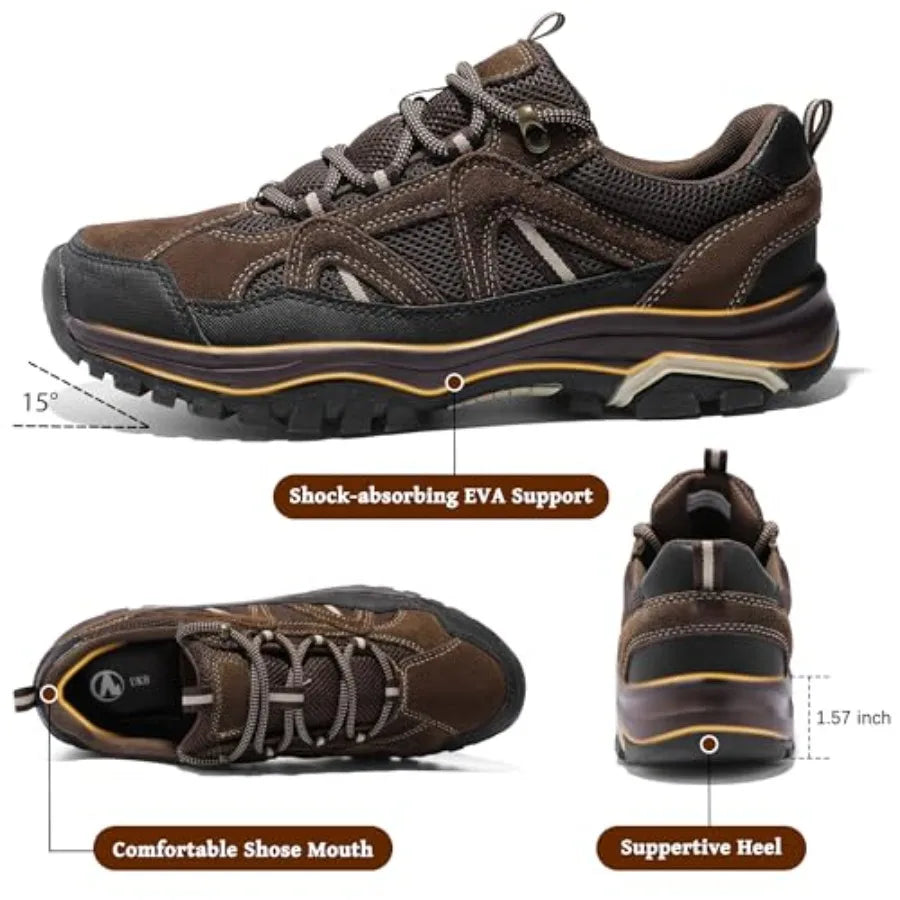 MIXIN Mens Hiking Shoes Lightweight Breathable Anti Slip Low Top Sneakers