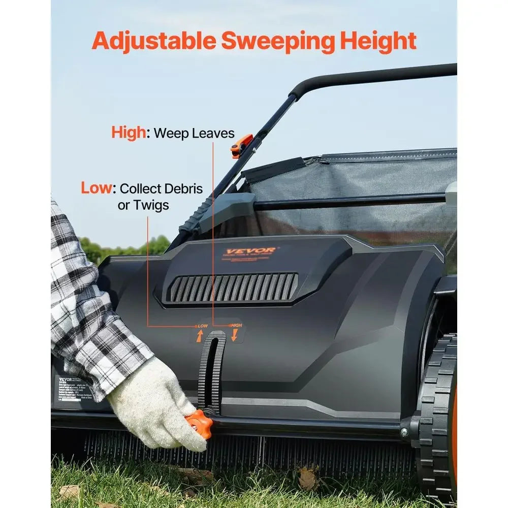 Heavy Duty Lawn Sweeper With Steel Mesh Bag And Brushes