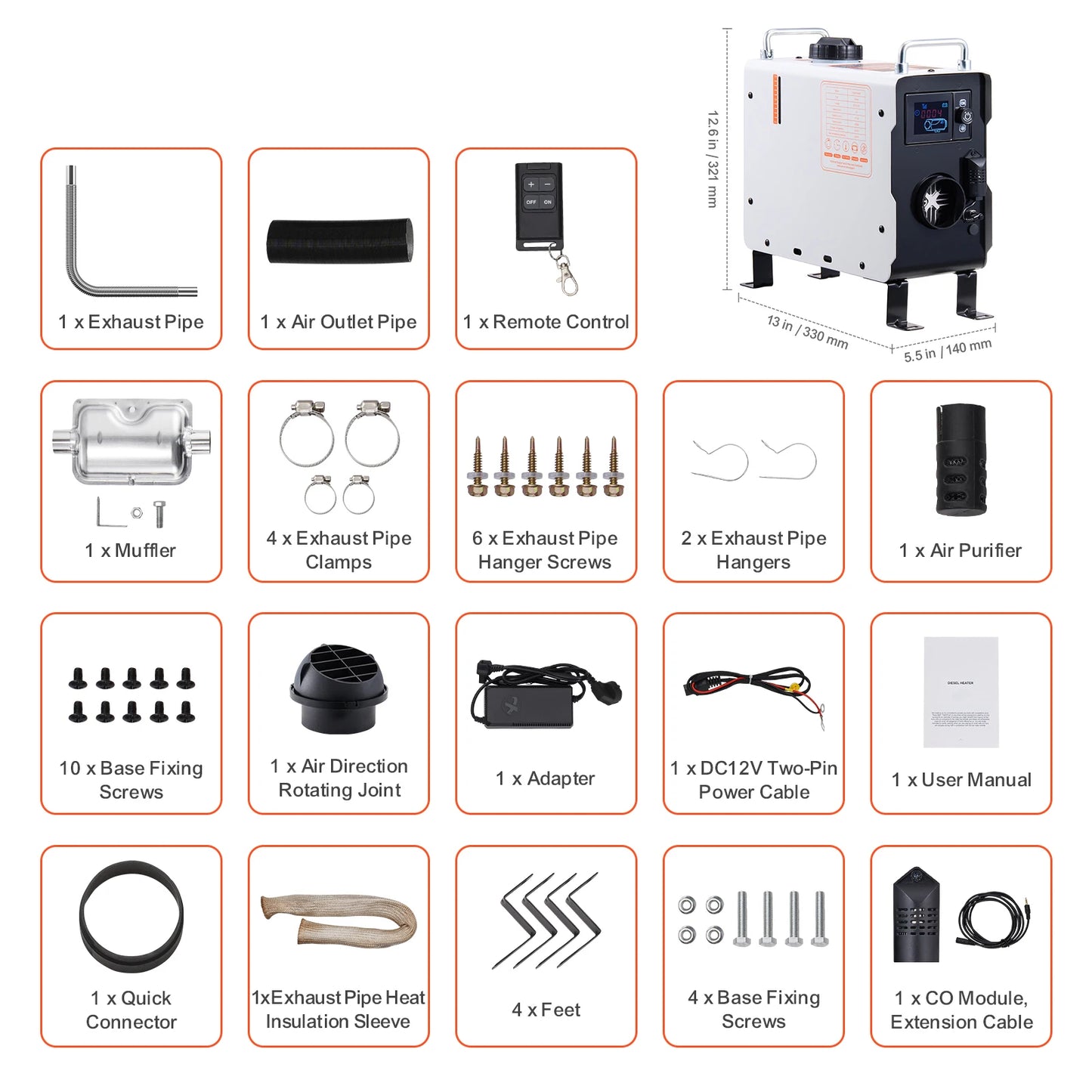 SucceBuy 2KW Diesel Heater 12V 24V All In One Remote