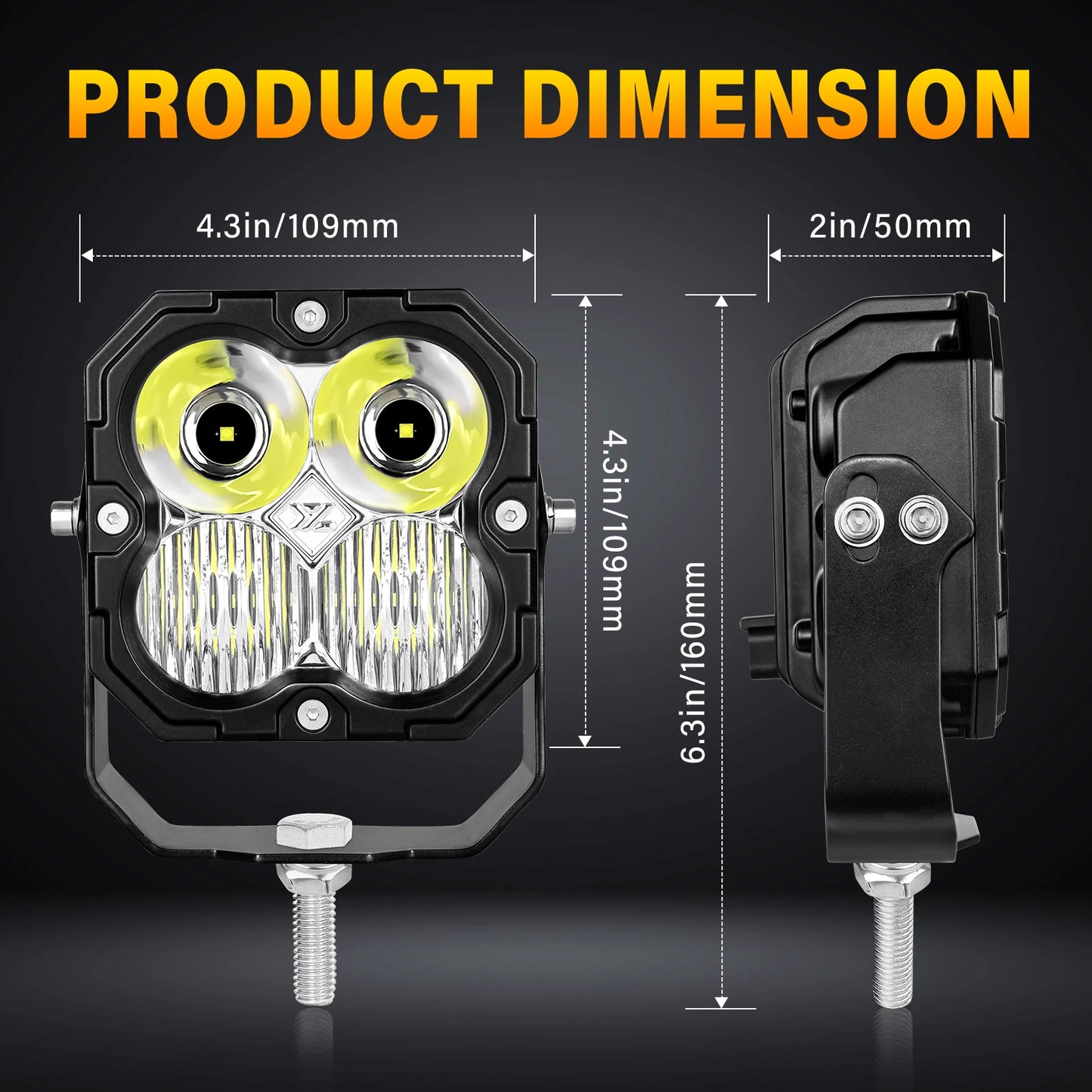 Auxtings 30W Cube LED Work Light Spot Flood Combo 5500K Offroad Lamp