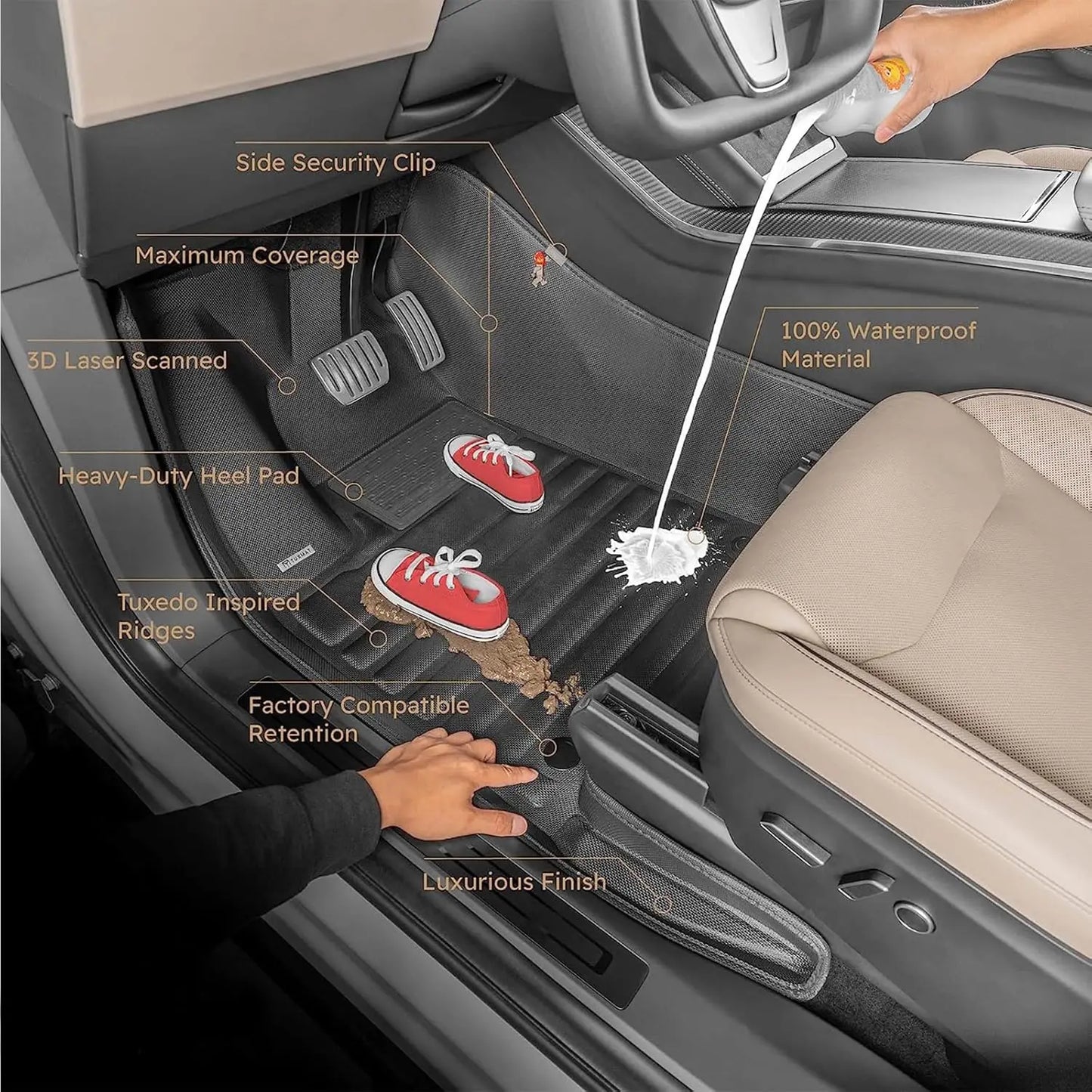 Accord 8th Gen All Weather Rubber Floor Mats 3D Waterproof