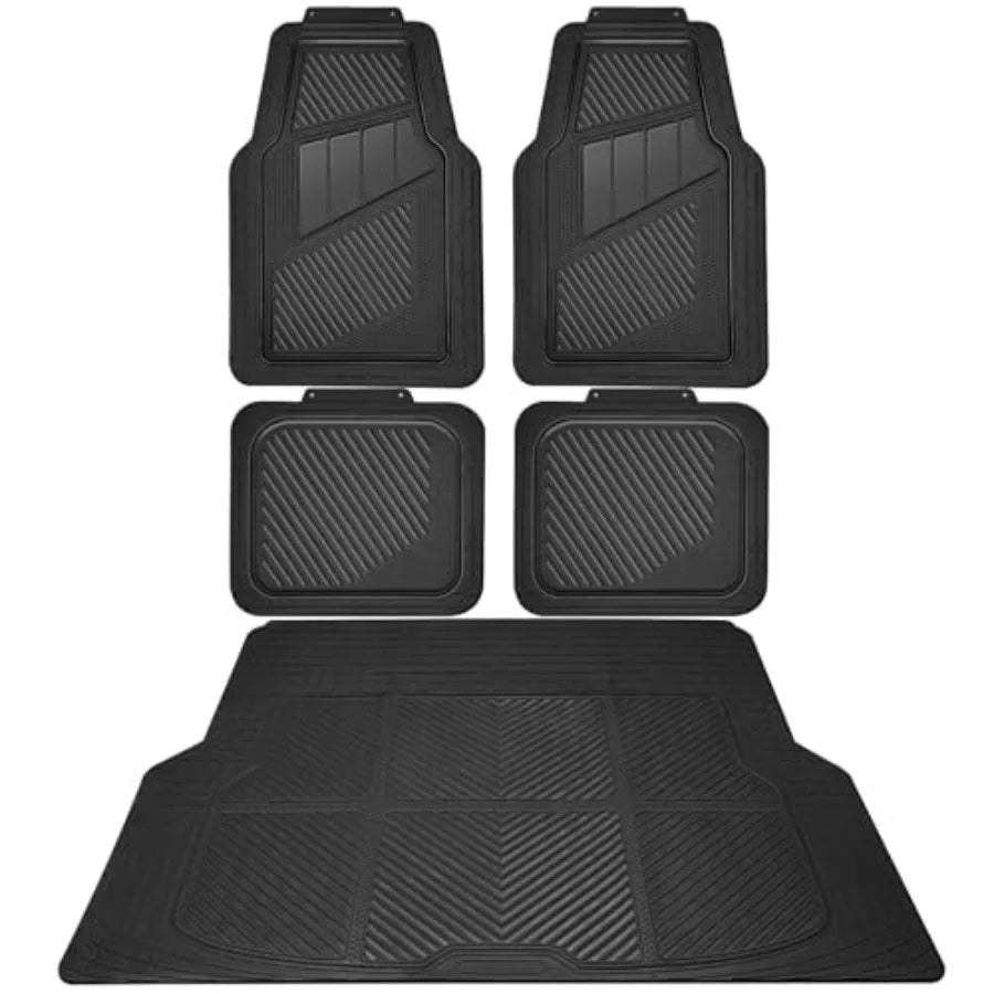 Heavy Duty Rubber Floor Mats 4Piece Trim to Fit Vehicles