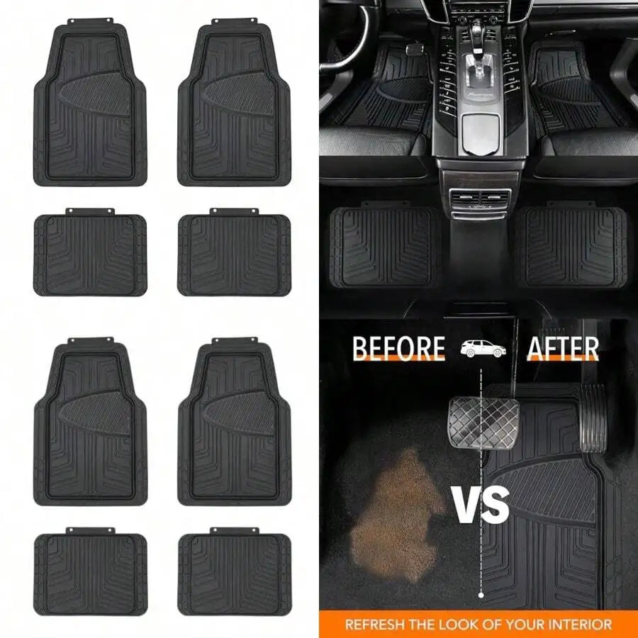 All-Season Anti-Slip Rubber Car Floor Mats Universal Fit