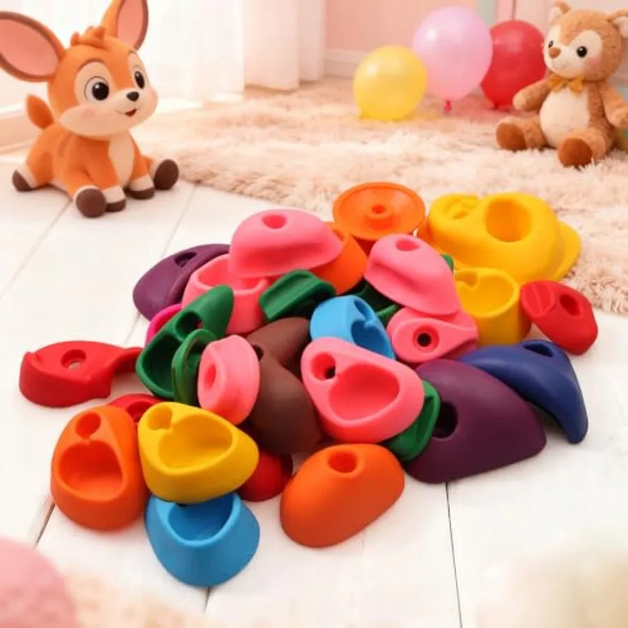 Rock Climbing Holds Set 32 Pieces For Indoor Outdoor Walls