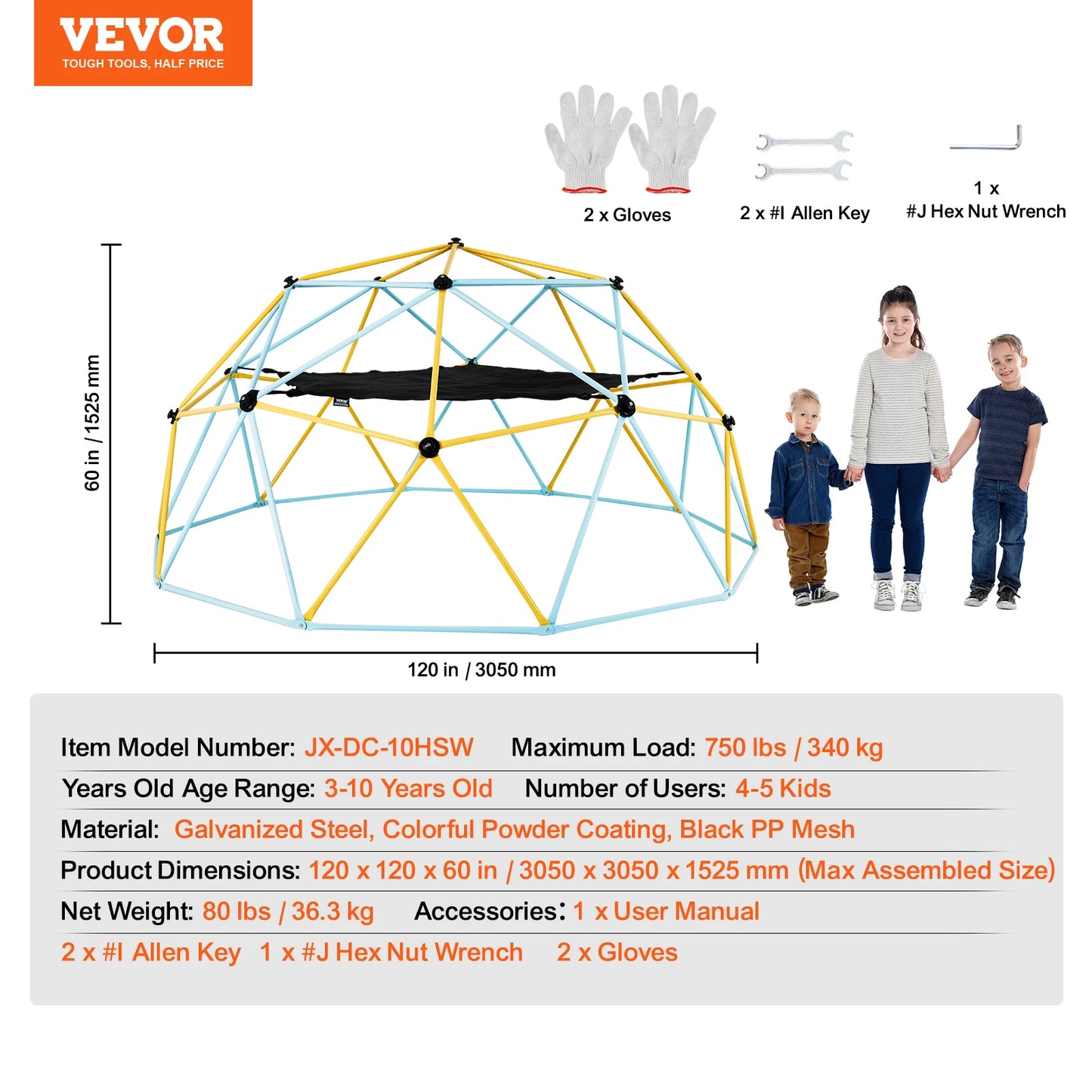 SucceBuy Geometric Dome Climber With Swing Hammock Outdoor