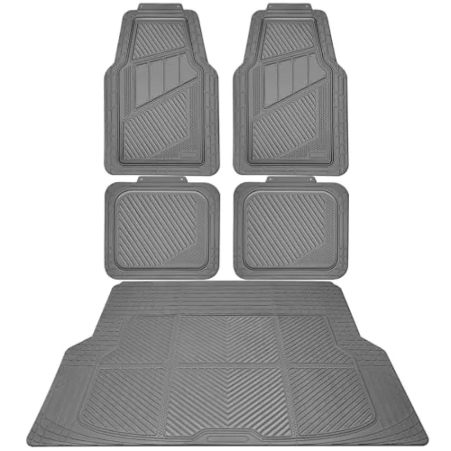 Heavy Duty Rubber Floor Mats 4Piece Trim to Fit Vehicles