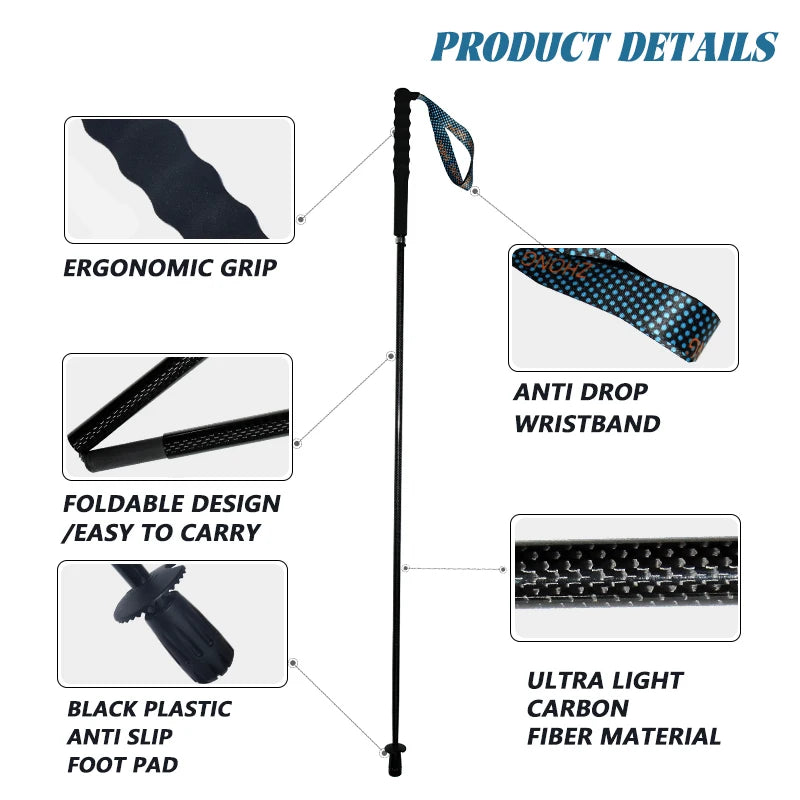 OKHEALING Lightweight Carbon Fiber Trekking Poles Telescopic Hiking Sticks