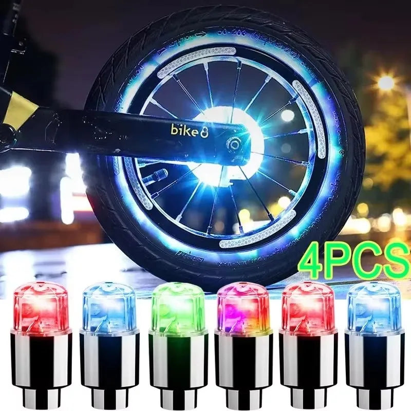 Durable Tire Valve Cap Lights For Cars Motorcycles Bicycles