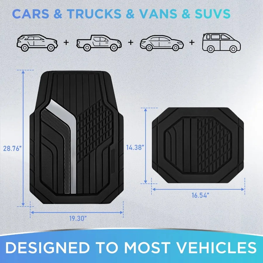 Heavy Duty Car Floor Mats Rubber Non Slip Universal Fit