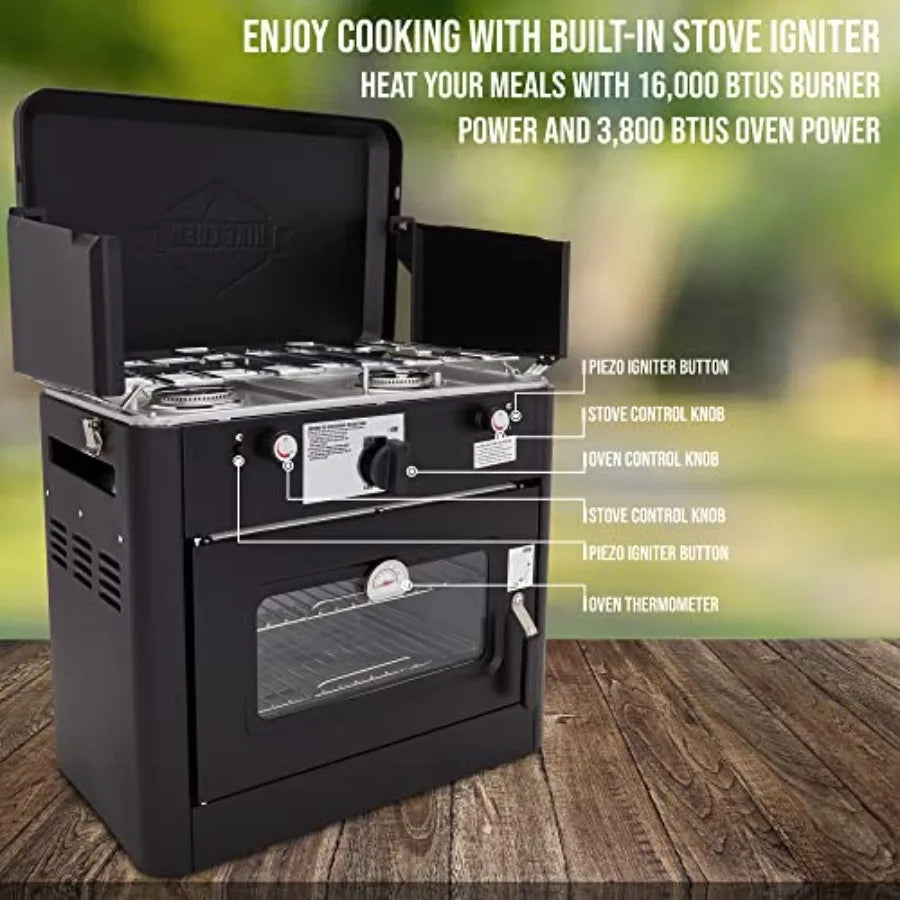 OLOEY Gas Camping Oven With Carry Bag Two Burner Stove